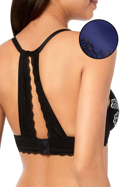 INC International Concepts Embroidered Lace Back Bra in Bright Blue thumbnail 2