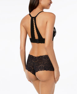 INC International Concepts Embroidered Lace Back Demi Bra in Black thumbnail 2