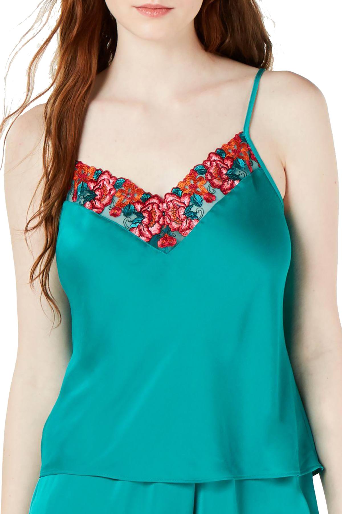 INC International Concepts Embroidered Pajama Camisole in Neo Jade