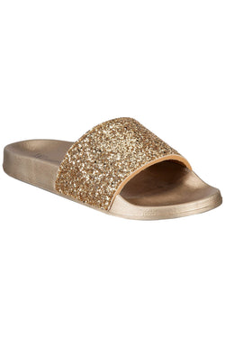 INC International Concepts Gold Glitter Pool Slide Slippers thumbnail 1