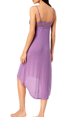 INC International Concepts Lace Neckline Ribbed Chemise in Dusty Grape thumbnail 2