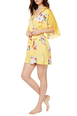 INC International Concepts Lace Trim Wrap Robe in Tropical Carnival Yellow thumbnail 4