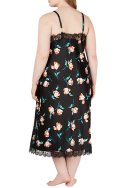 INC International Concepts PLUS Lace Trim Long Nightgown in Floral Tulip Print thumbnail 2