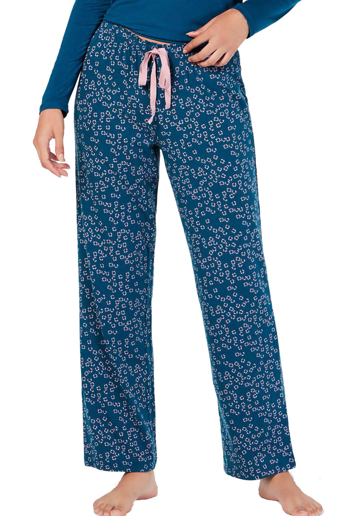 INC International Concepts PLUS Teal Floral Stamp Printed Pajama Pant