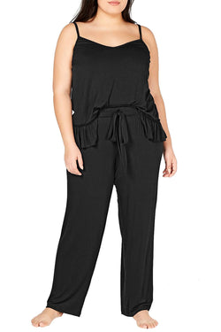 INC International Concepts PLUS Ultra Soft Ruffle Flounce Top in Black thumbnail 3