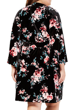 INC International Concepts PLUS Velvet Wrap Robe in Winter Break Blossom Print thumbnail 2