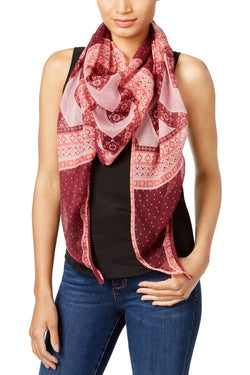INC International Concepts Pink Folk-Print Triangle Scarf thumbnail 2