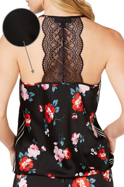 INC International Concepts Satin Lace Back Camisole in Black thumbnail 2