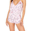 INC International Concepts Satin Lace Trimmed Printed Pajama Romper in Pastel Floral Vine