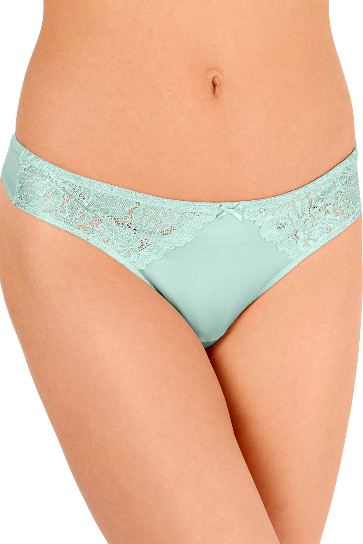 INC International Concepts Smooth Lace Thong in Blue Light