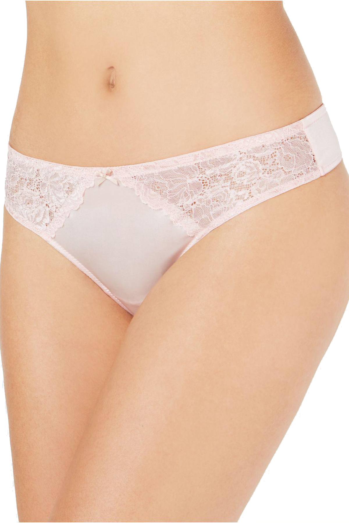 INC International Concepts Smooth Lace Thong in Lotus Pink