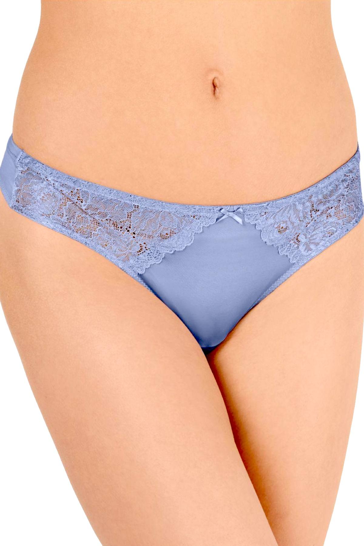 INC International Concepts Smooth Lace Thong in Yacht Blue