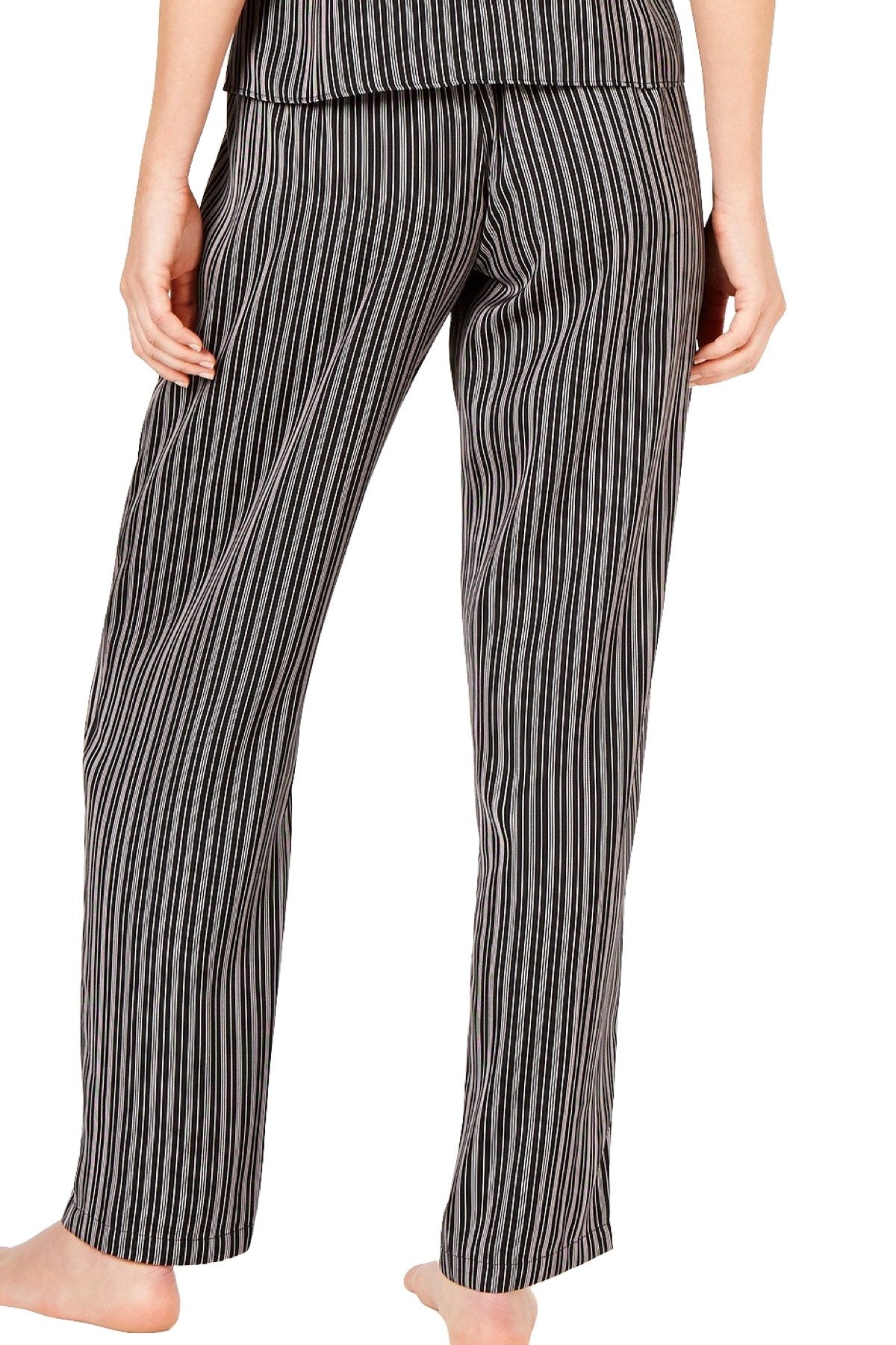 INC International Concepts Striped Satin Pajama Pant in Black