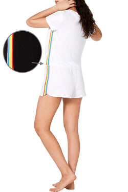 INC International Concepts Super Soft Rainbow Tie Front Top and Short Set in Black thumbnail 3