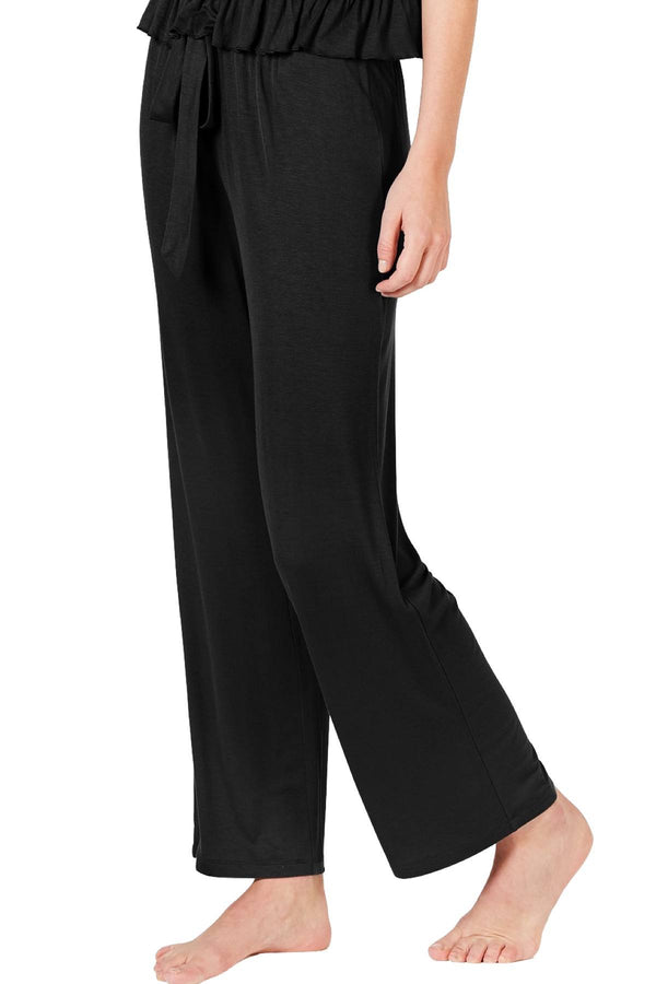 INC International Concepts Ultra Soft Knit Ruching Lounge Pant in Deep Black