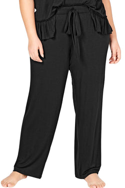 INC International Concepts Ultra Soft Knit Ruching Lounge Pant in Deep Black thumbnail 2