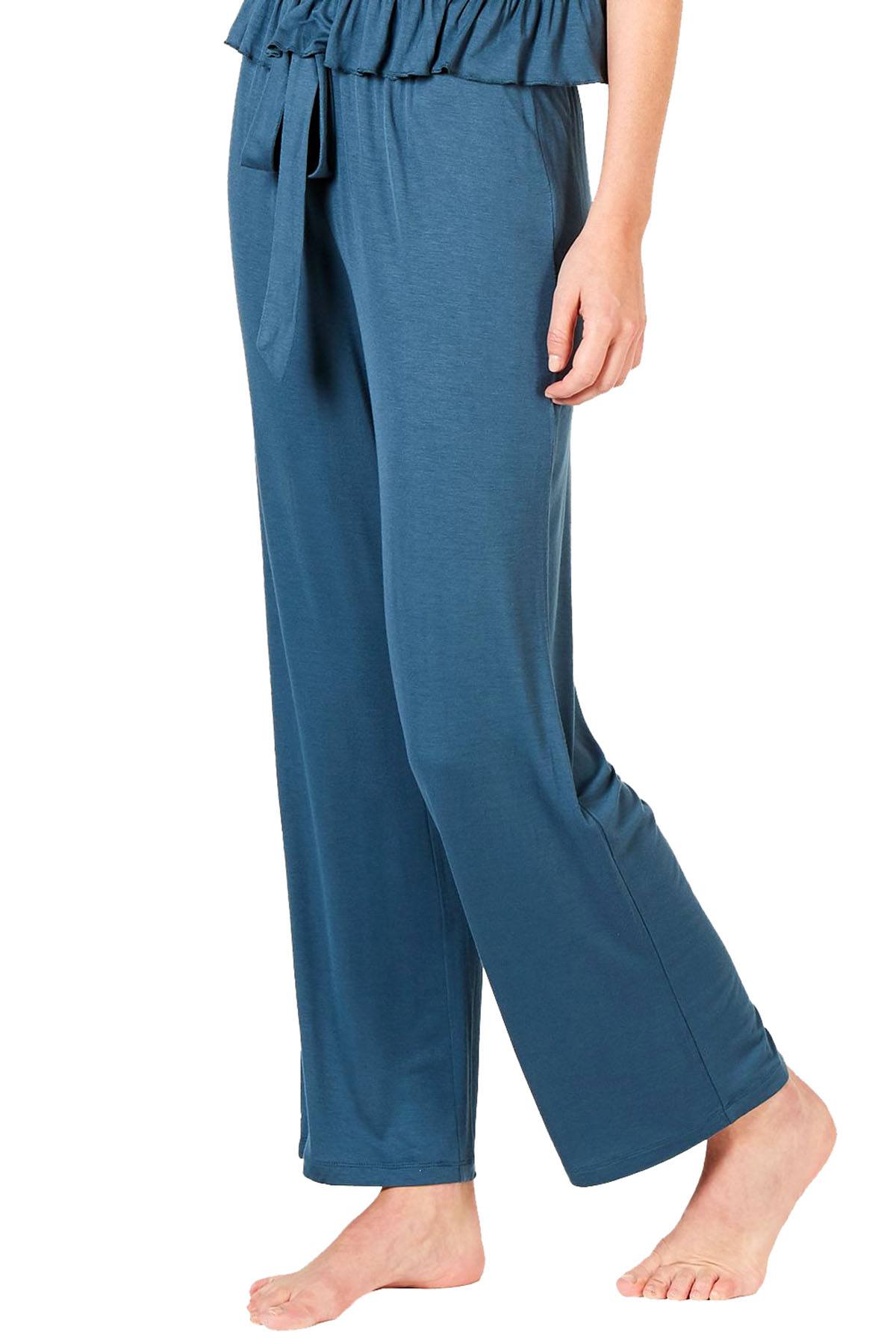 INC International Concepts Ultra Soft Knit Ruching Pants in Teal Enamel