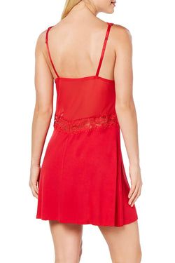 INC International Concepts Ultra Soft Lace Detail Knit Chemise in Ski Patrol Red thumbnail 3