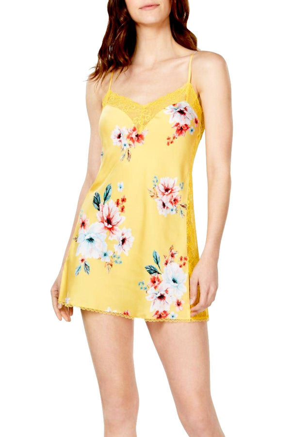 INC International Concepts Yellow Tropical Carnival Lace Trim Chemise