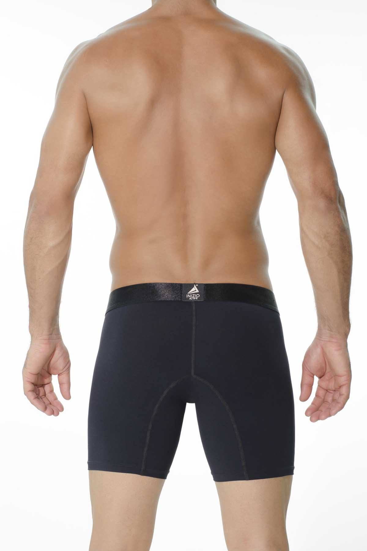 INIZIO Black Long Microfiber Boxer Brief