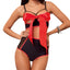 Icollection I'm Yours Satin Bow Open Cup 2pc Lingerie Set Red