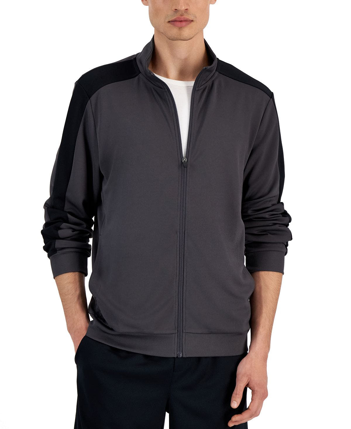 Id Ideology Regular-fit Moisture-wicking Knit Jacket Charcoal/ Black