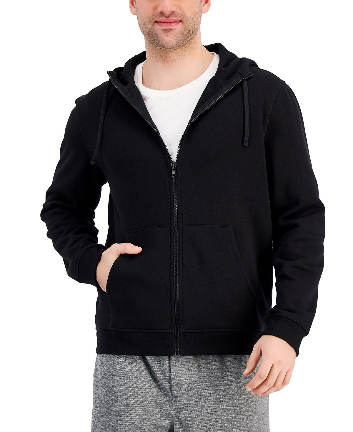 Id Ideology Regular-fit Solid Full-zip Hoodie Deep Black