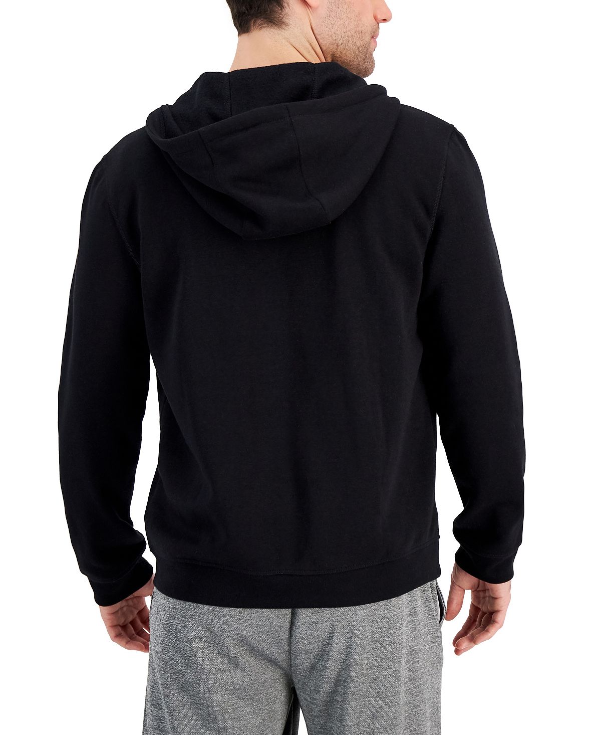 Id Ideology Regular-fit Solid Full-zip Hoodie Deep Black