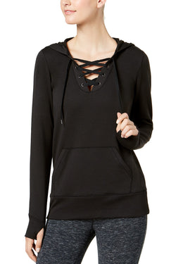 Ideology Black-Noir Lace-Up Hoodie thumbnail 1