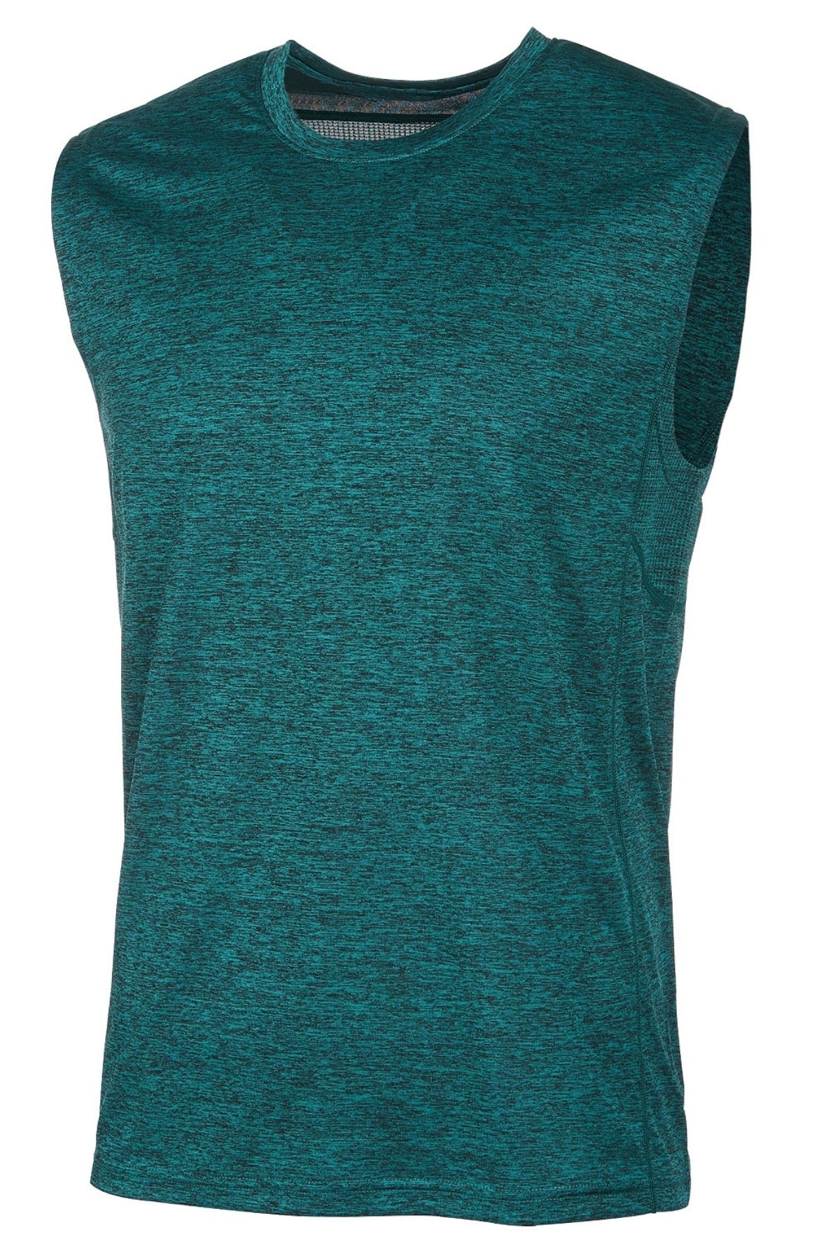 Ideology Bold-Teal Space-Dye Mesh-Trimmed Sleeveless Tee