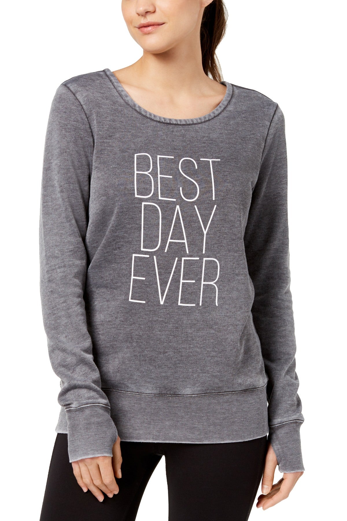 Ideology Deep-Charcoal Graphic Strappy-Back Sweatshirt