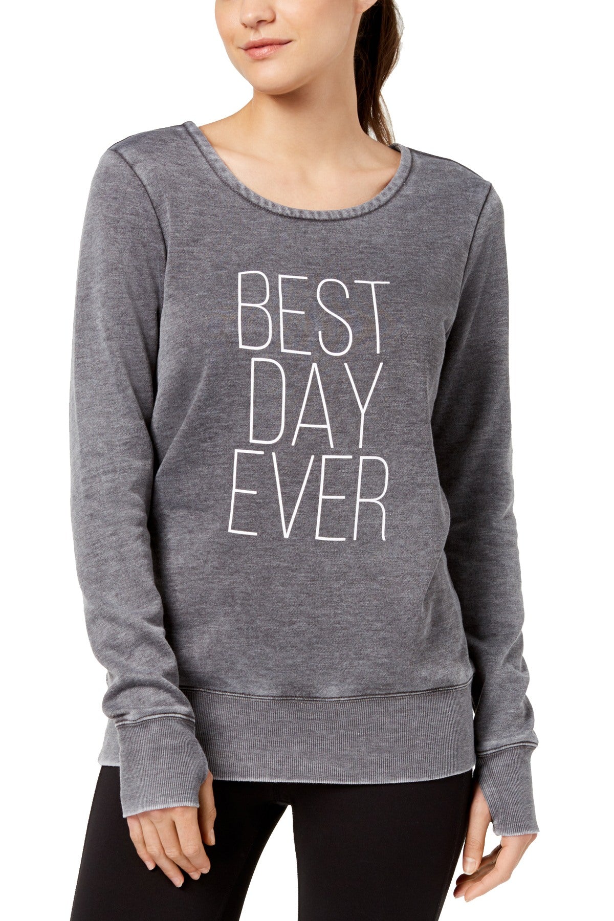 Ideology Deep-Charcoal Graphic Strappy-Back Sweatshirt