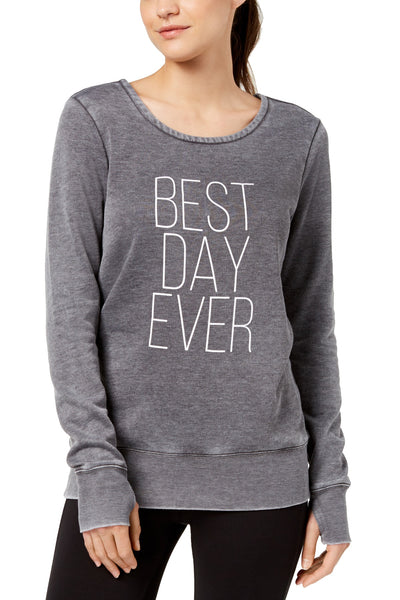 Ideology Deep-Charcoal Graphic Strappy-Back Sweatshirt