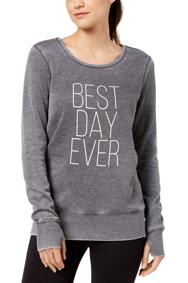 Ideology Deep-Charcoal Graphic Strappy-Back Sweatshirt