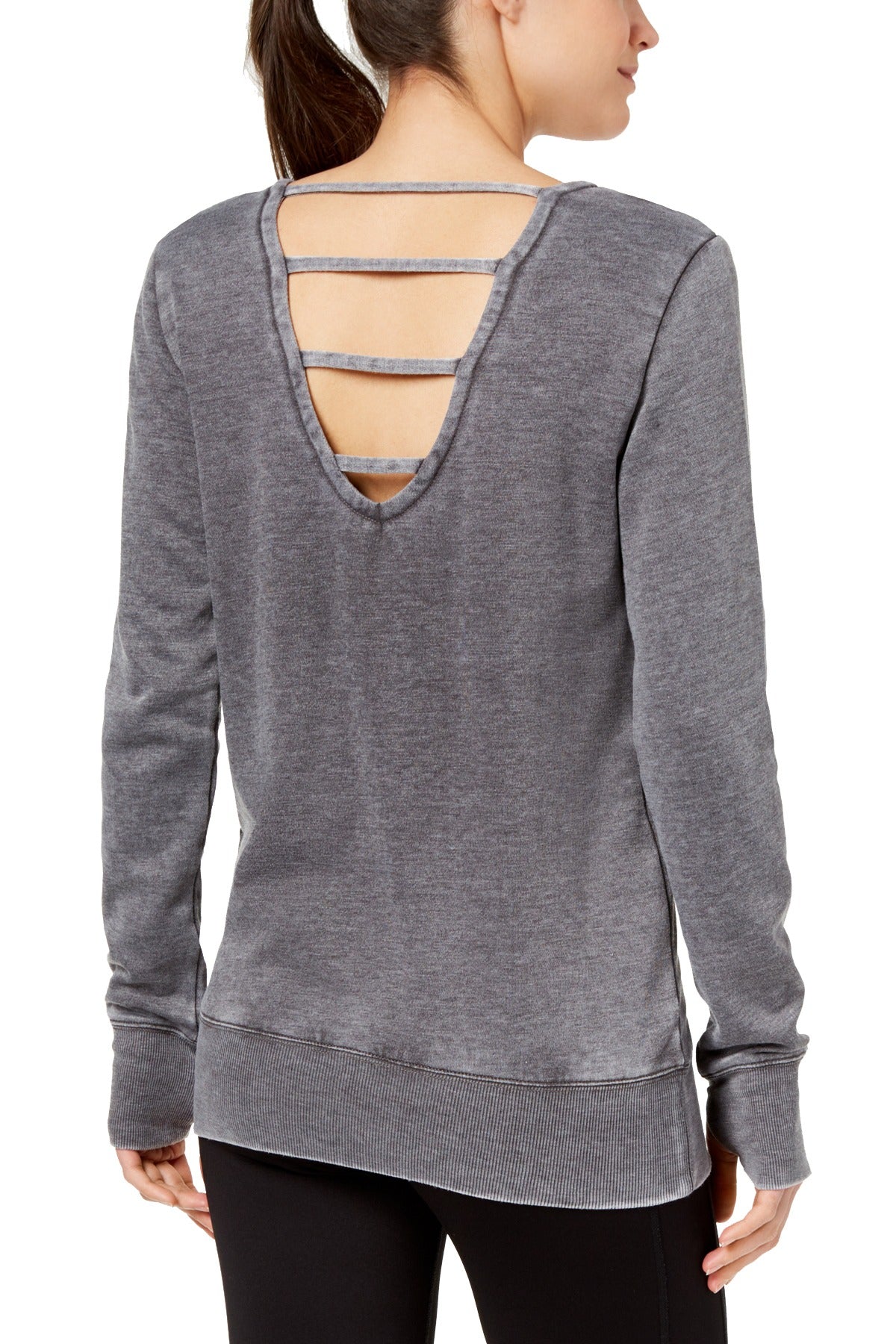 Ideology Deep-Charcoal Graphic Strappy-Back Sweatshirt