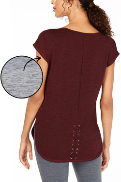 Ideology Grey-Storm Essential Space-Dyed Lace-Up Back Tee thumbnail 3