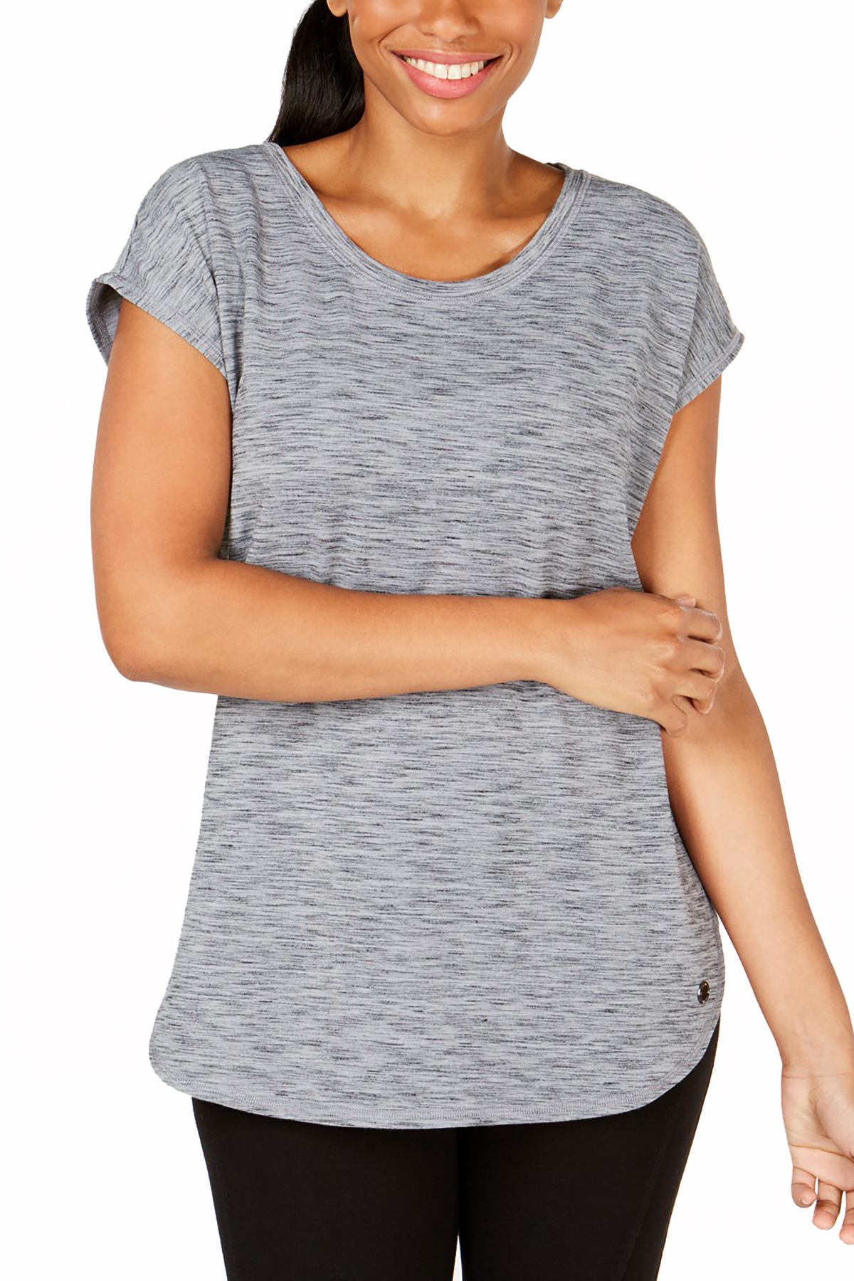 Ideology Grey-Storm Essential Space-Dyed Lace-Up Back Tee