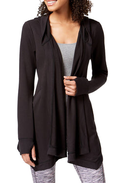 Ideology Noir Hooded Handkerchief Hem Wrap thumbnail 1