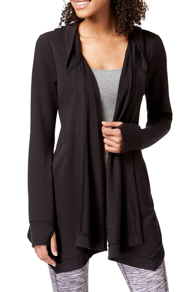 Ideology Noir Hooded Handkerchief Hem Wrap