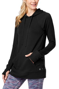 Ideology Noir Lace-Up Sides Hoodie thumbnail 1