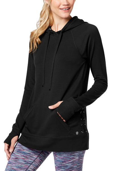 Ideology Noir Lace-Up Sides Hoodie