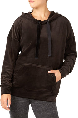 Ideology Noir Velour Drop-Shoulder Hoodie thumbnail 1