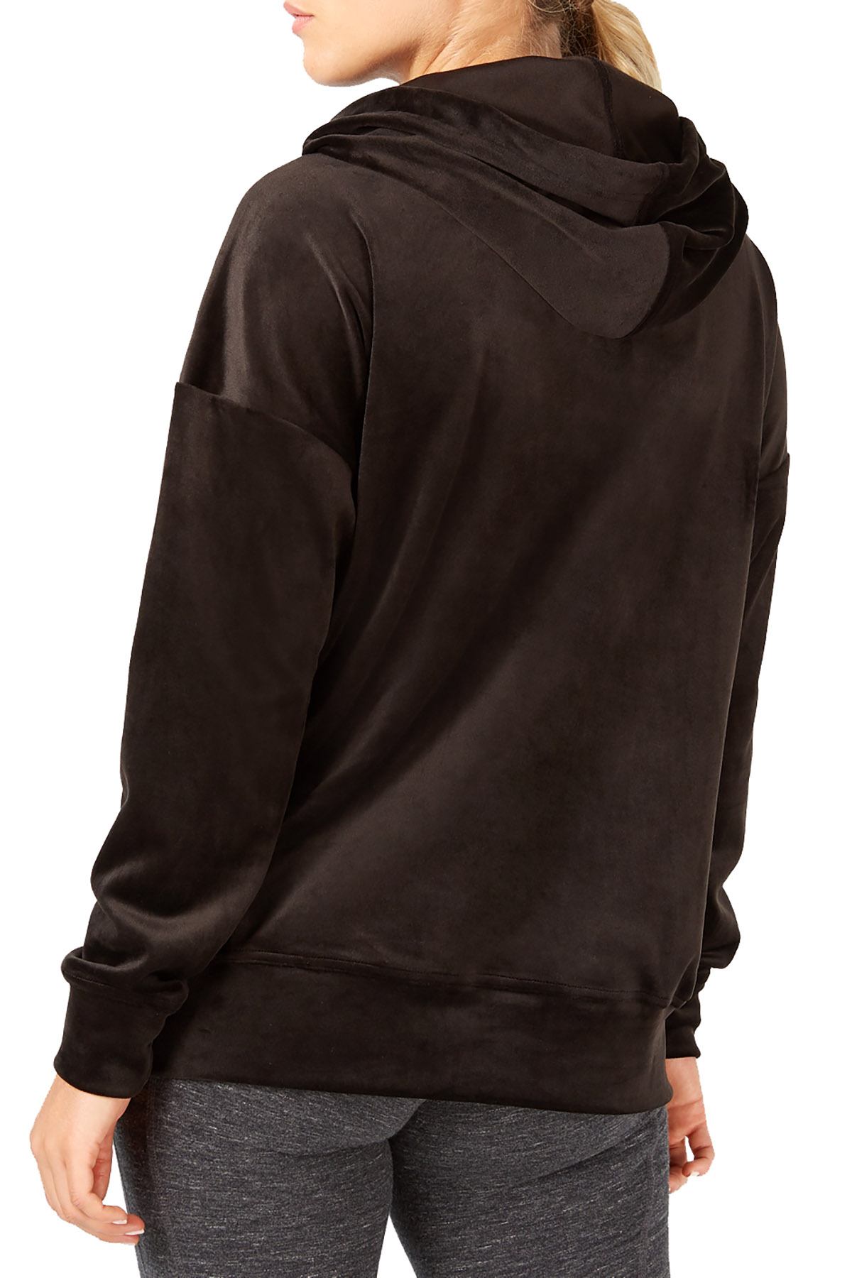 Ideology Noir Velour Drop-Shoulder Hoodie