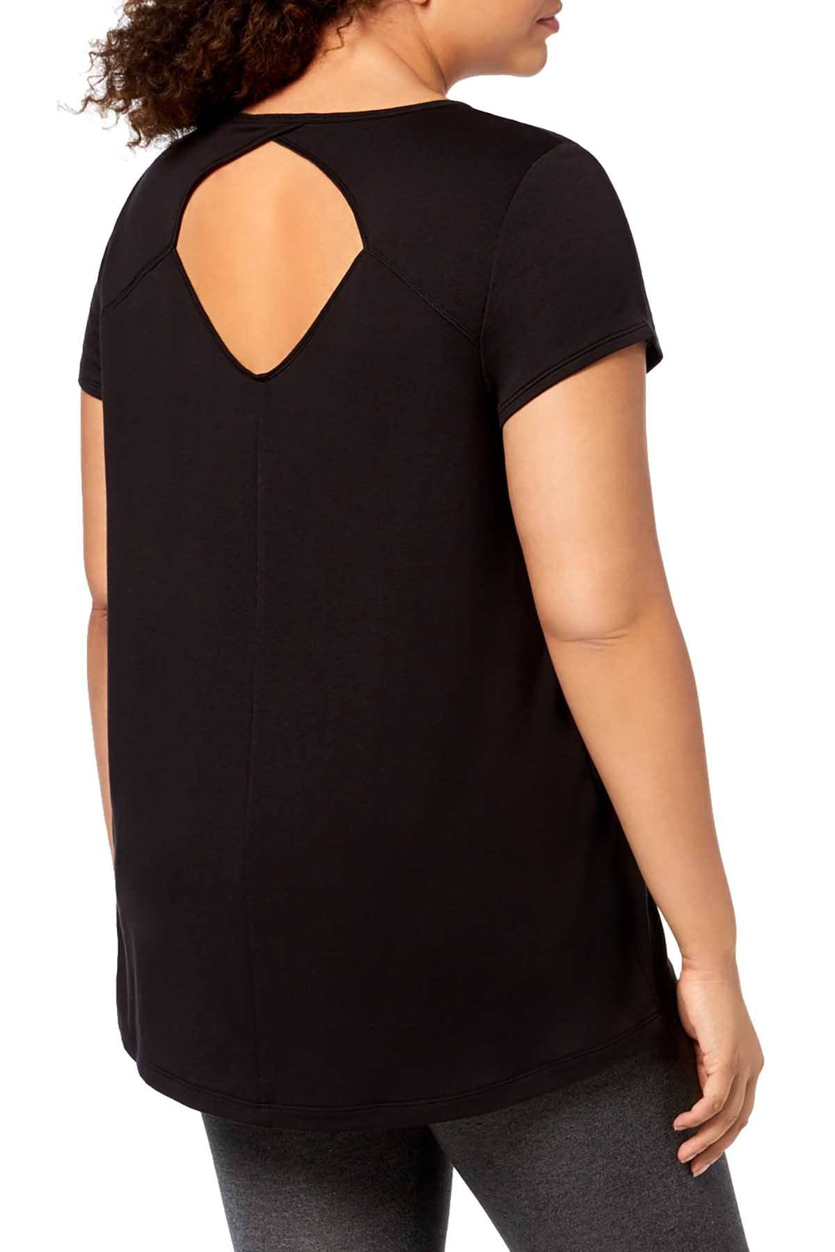 Ideology PLUS Black Noir Cutout-Back T-Shirt