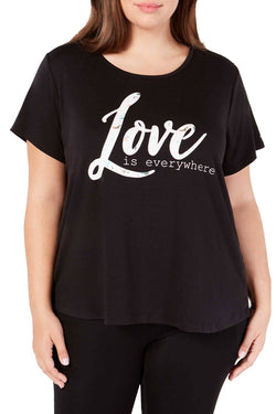 Ideology PLUS Black Noir LOVE Graphic T-Shirt thumbnail 2