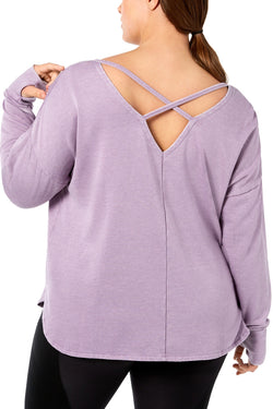 Ideology PLUS Lavender-Bloom Graphic Cross-Back Sweatshirt-Tee thumbnail 2