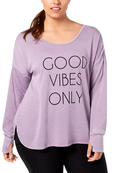 Ideology PLUS Lavender-Bloom Graphic Cross-Back Sweatshirt-Tee