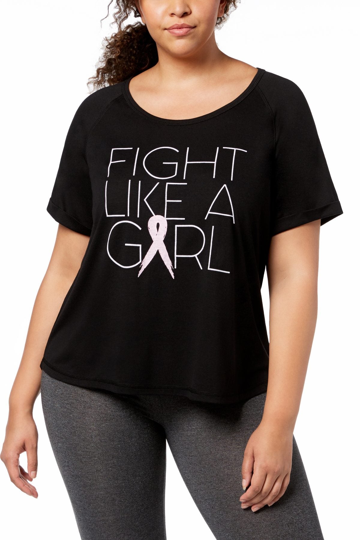 Ideology PLUS Noir Fight-Like-A-Girl Breast Cancer Research Foundation T-Shirt