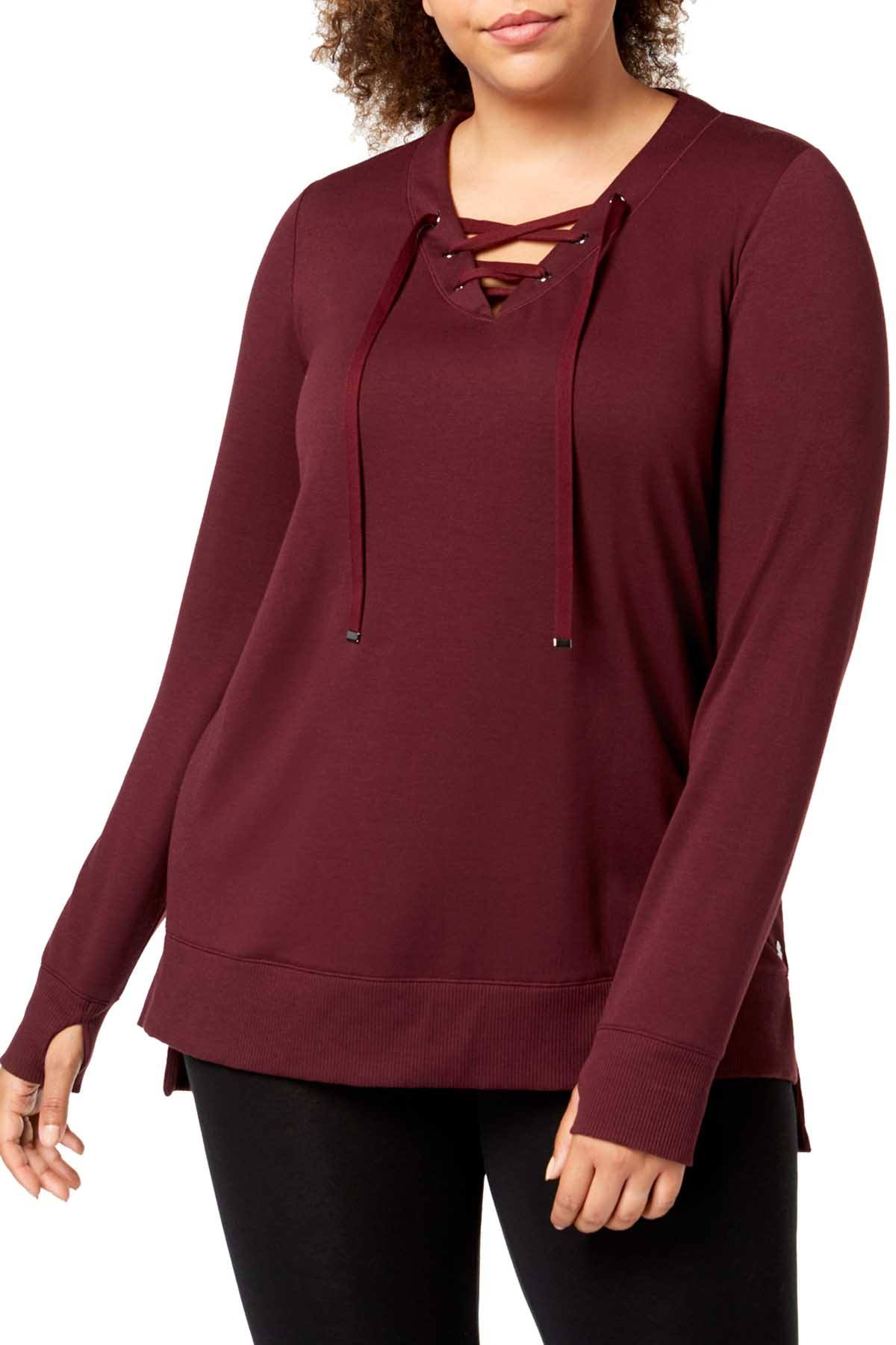 Ideology PLUS Vintage Wine Lace Up Sweatshirt