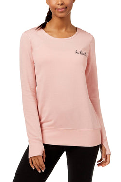 Ideology Shimmer-Pink Graphic Strappy-Back Sweatshirt thumbnail 1